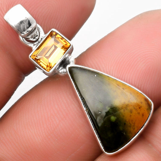 Natural Chrome Chalcedony & Citrine Pendant P-1077 SDP110247