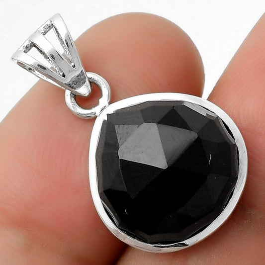 Faceted Natural Black Onyx - Brazil Pendant P-1002 SDP111131