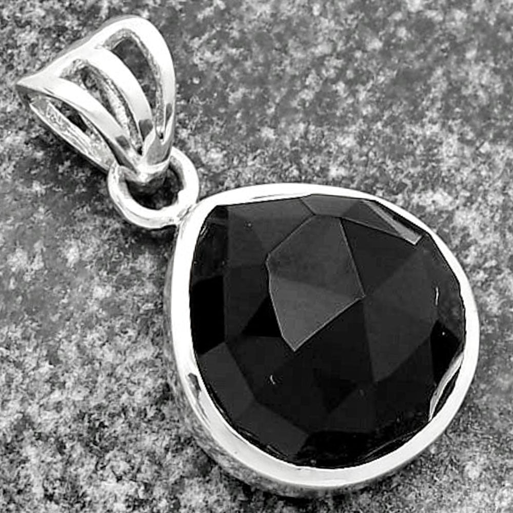 Faceted Natural Black Onyx - Brazil Pendant P-1002 SDP111131