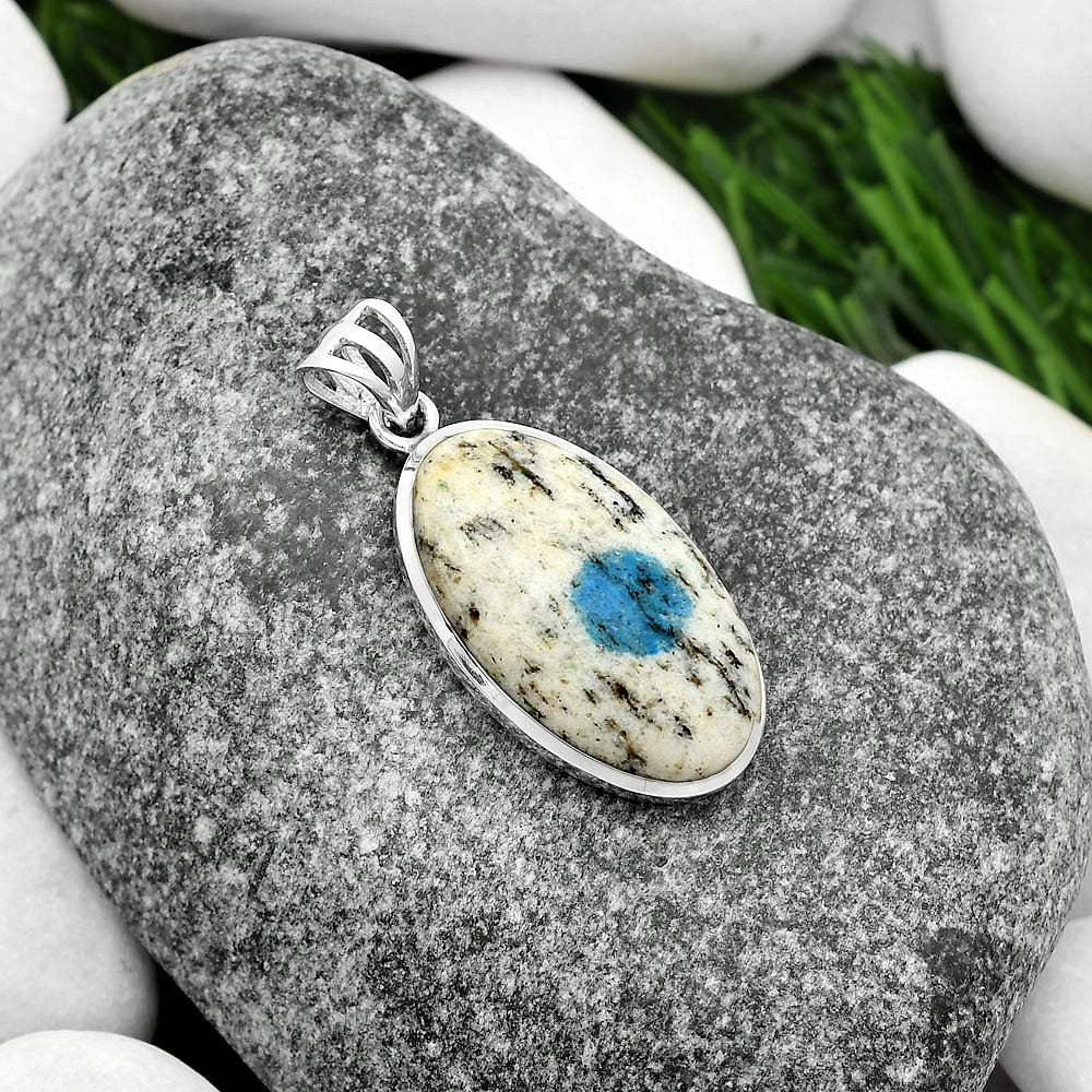 Natural K2 Blue - Azurite In Quartz Pendant P-1002 SDP111159
