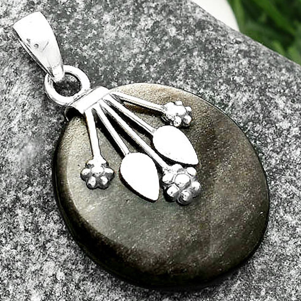 Natural Silver Obsidian Pendant P-1647 SDP111356