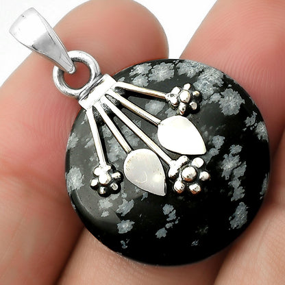 Natural Snow Flake Obsidian Pendant P-1647 SDP111364