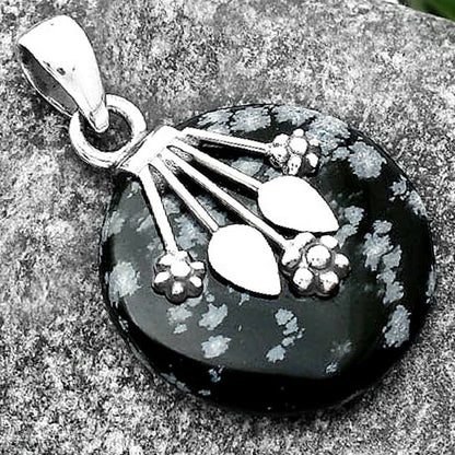 Natural Snow Flake Obsidian Pendant P-1647 SDP111364