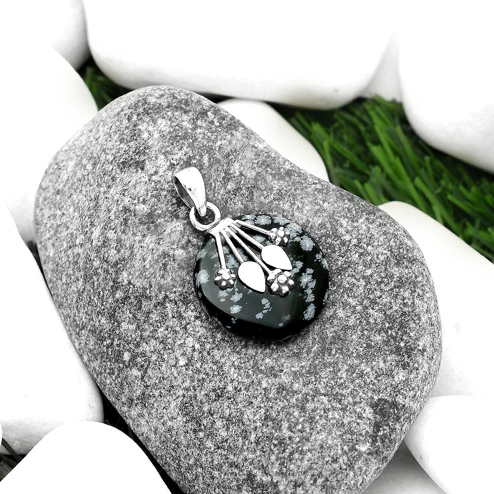 Natural Snow Flake Obsidian Pendant P-1647 SDP111364