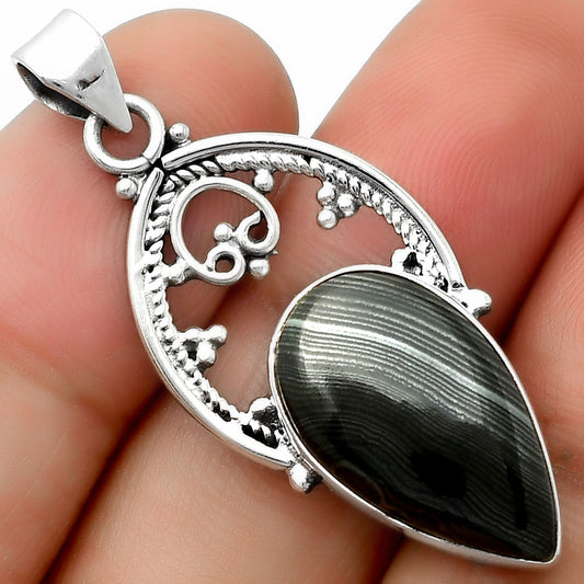 Crown Of Silver Psilomelane - Black Malachite Pendant P-1508 SDP111437