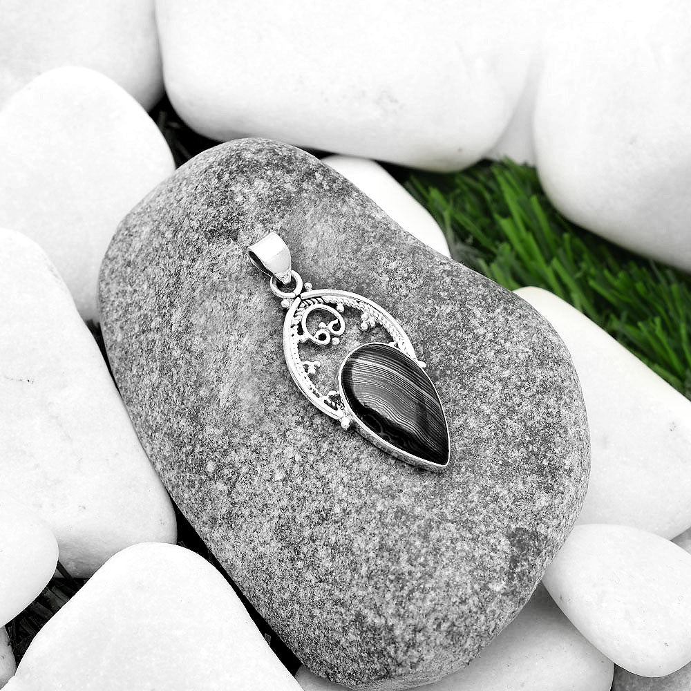 Crown Of Silver Psilomelane - Black Malachite Pendant P-1508 SDP111437