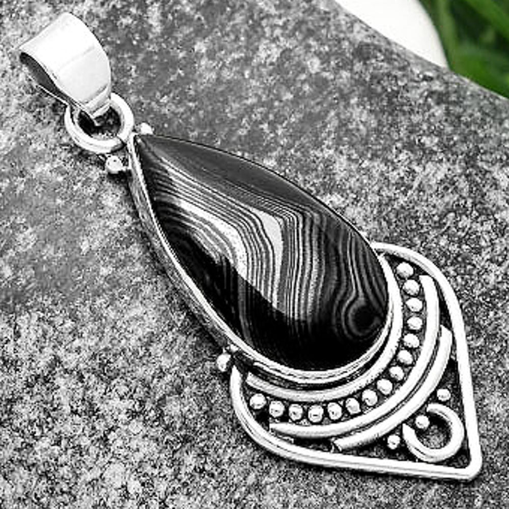 Crown Of Silver Psilomelane - Black Malachite Pendant P-1164 SDP111464