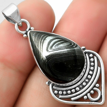 Crown Of Silver Psilomelane - Black Malachite Pendant P-1164 SDP111470