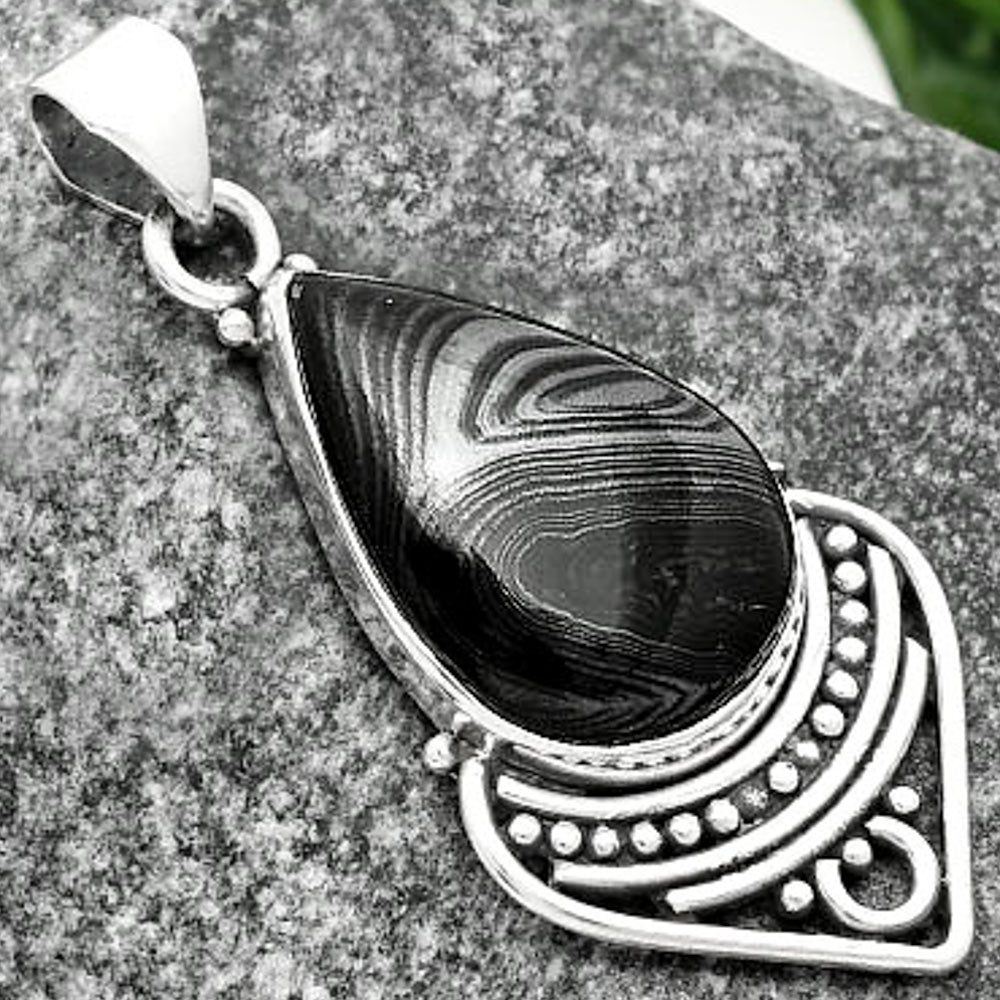 Crown Of Silver Psilomelane - Black Malachite Pendant P-1164 SDP111470