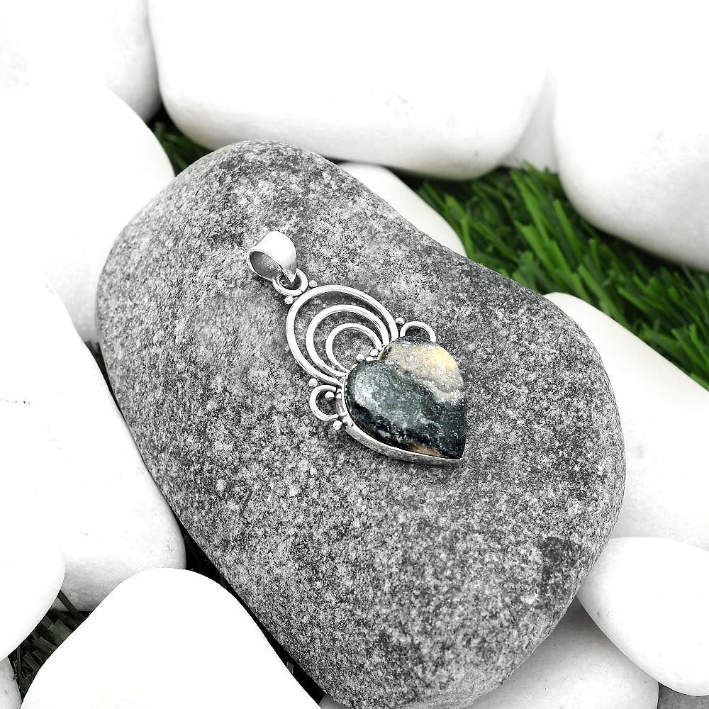 Heart Natural Indian Blanket Jasper Pendant P-1541 SDP111507