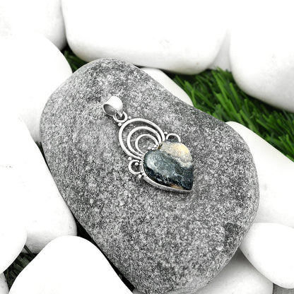 Heart Natural Indian Blanket Jasper Pendant P-1541 SDP111507