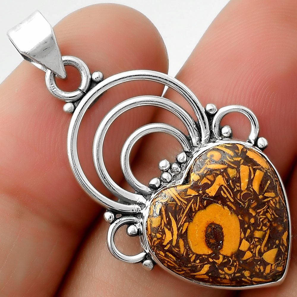 Heart Coquina Fossil Jasper - India Pendant P-1541 SDP111508