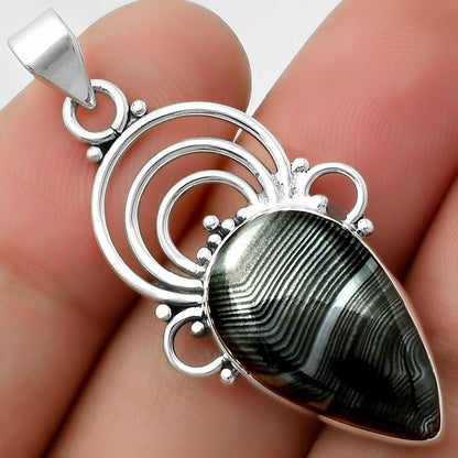 Crown Of Silver Psilomelane - Black Malachite Pendant P-1541 SDP111512