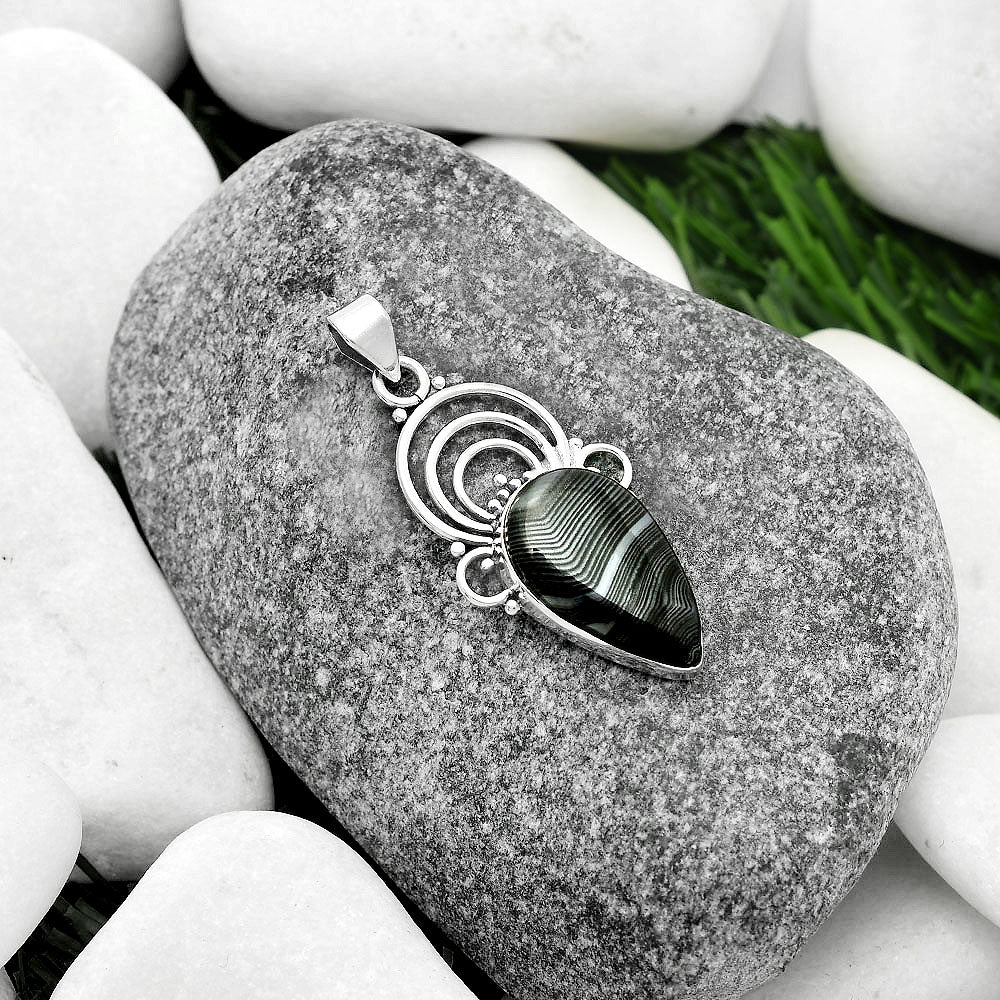 Crown Of Silver Psilomelane - Black Malachite Pendant P-1541 SDP111512