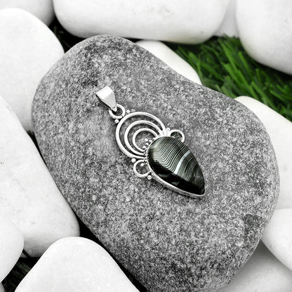 Crown Of Silver Psilomelane - Black Malachite Pendant P-1541 SDP111512