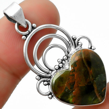 Heart Turkish Rainforest Chrysocolla Pendant P-1541 SDP111516
