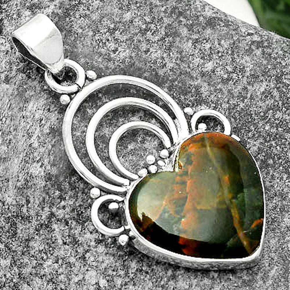 Heart Turkish Rainforest Chrysocolla Pendant P-1541 SDP111516