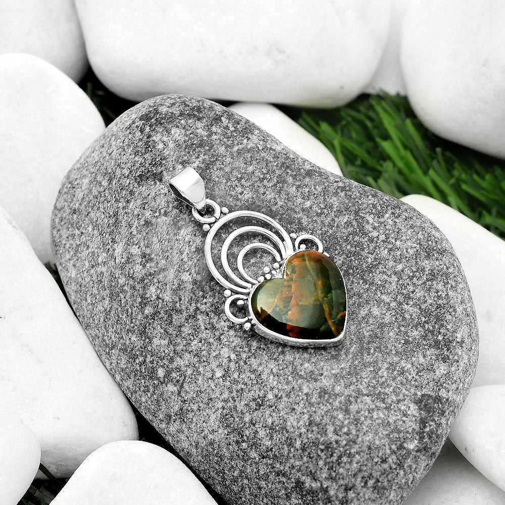 Heart Turkish Rainforest Chrysocolla Pendant P-1541 SDP111516