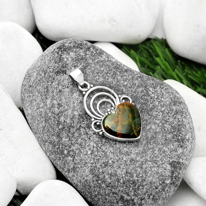 Heart Turkish Rainforest Chrysocolla Pendant P-1541 SDP111516