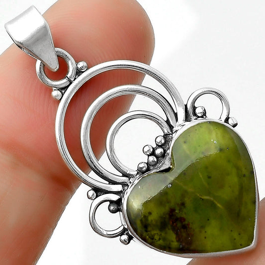 Heart Natural Chrome Chalcedony Pendant P-1541 SDP111519