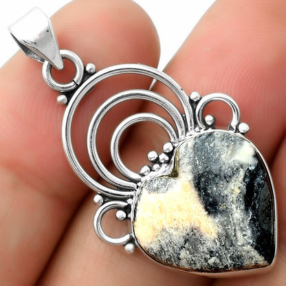 Heart Natural Indian Blanket Jasper Pendant P-1541 SDP111529
