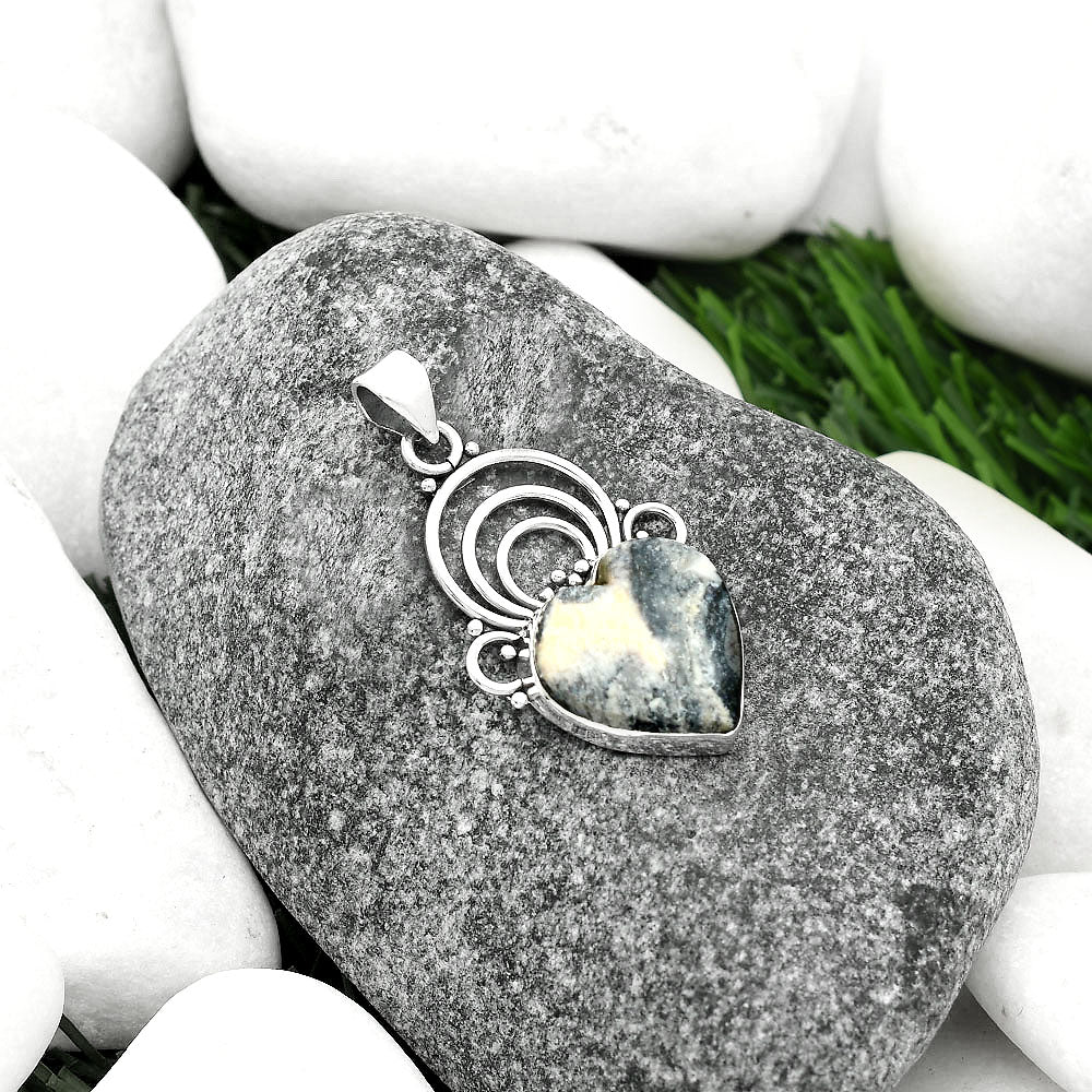 Heart Natural Indian Blanket Jasper Pendant P-1541 SDP111529