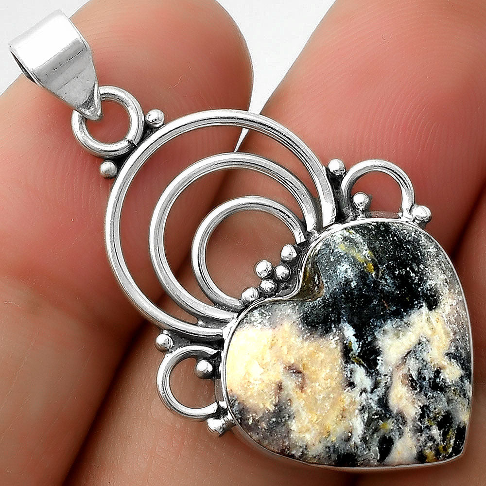 Heart Natural Indian Blanket Jasper Pendant P-1541 SDP111531