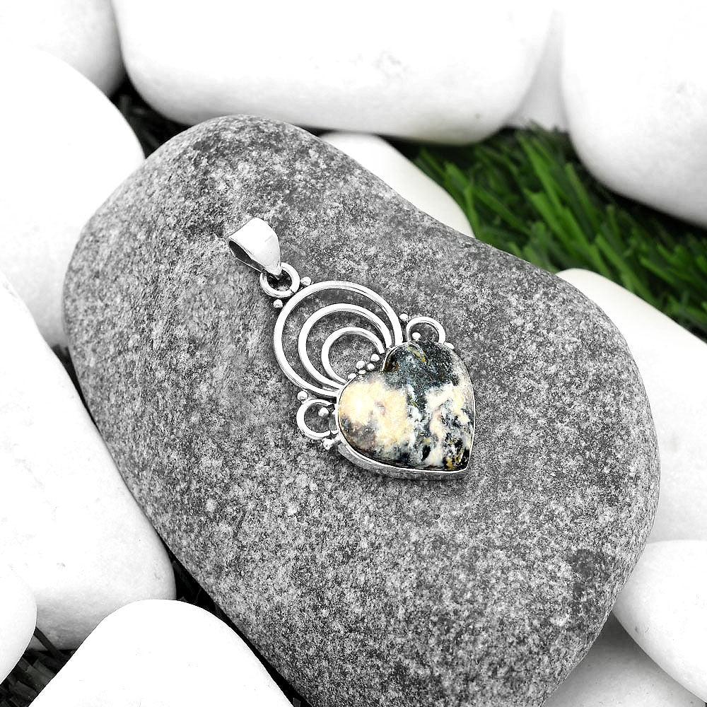 Heart Natural Indian Blanket Jasper Pendant P-1541 SDP111531