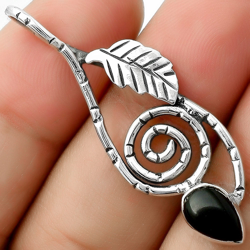 Spiral - Natural Black Onyx - Brazil Pendant P-1270 SDP111654