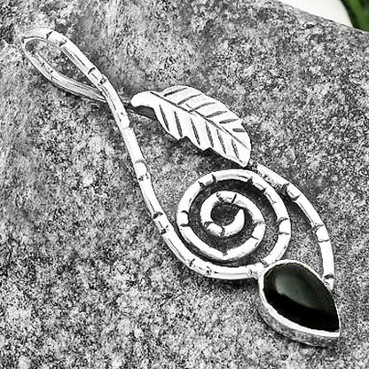 Spiral - Natural Black Onyx - Brazil Pendant P-1270 SDP111654