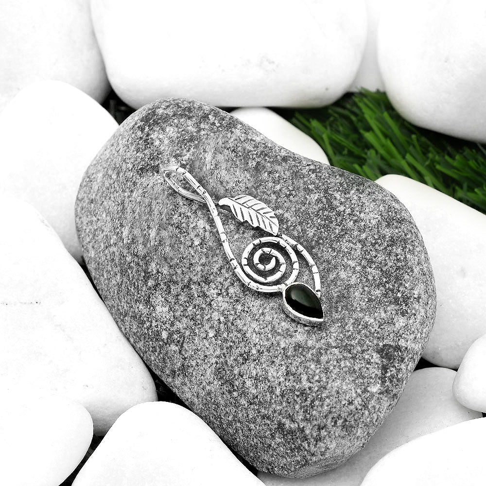 Spiral - Natural Black Onyx - Brazil Pendant P-1270 SDP111654