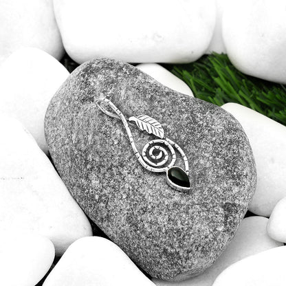 Spiral - Natural Black Onyx - Brazil Pendant P-1270 SDP111654