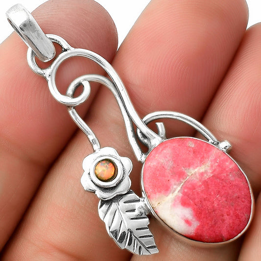 Southwest - Pink Thulite & Fire Opal Pendant P-1256 SDP111694