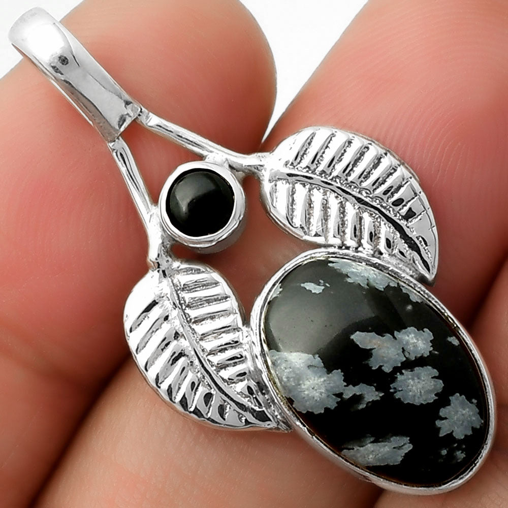 Snow Flake Obsidian & Black Onyx Pendant P-1416 SDP111732