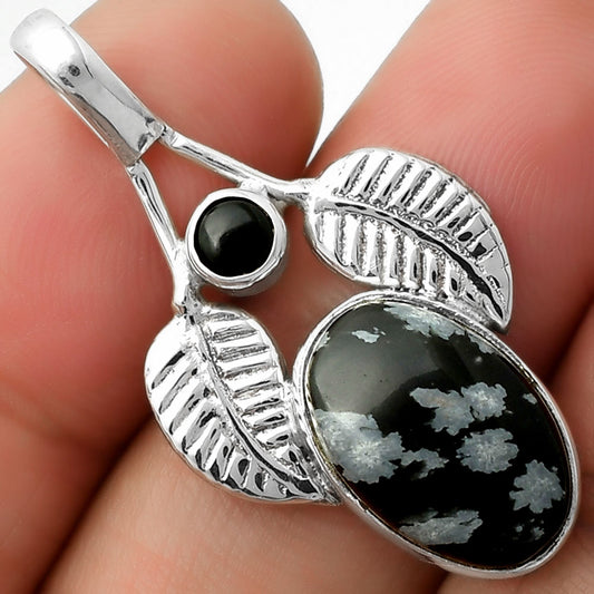 Snow Flake Obsidian & Black Onyx Pendant P-1416 SDP111732