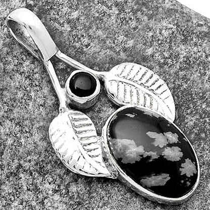 Snow Flake Obsidian & Black Onyx Pendant P-1416 SDP111732