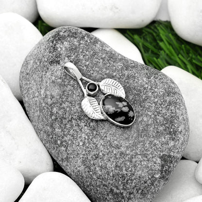 Snow Flake Obsidian & Black Onyx Pendant P-1416 SDP111732