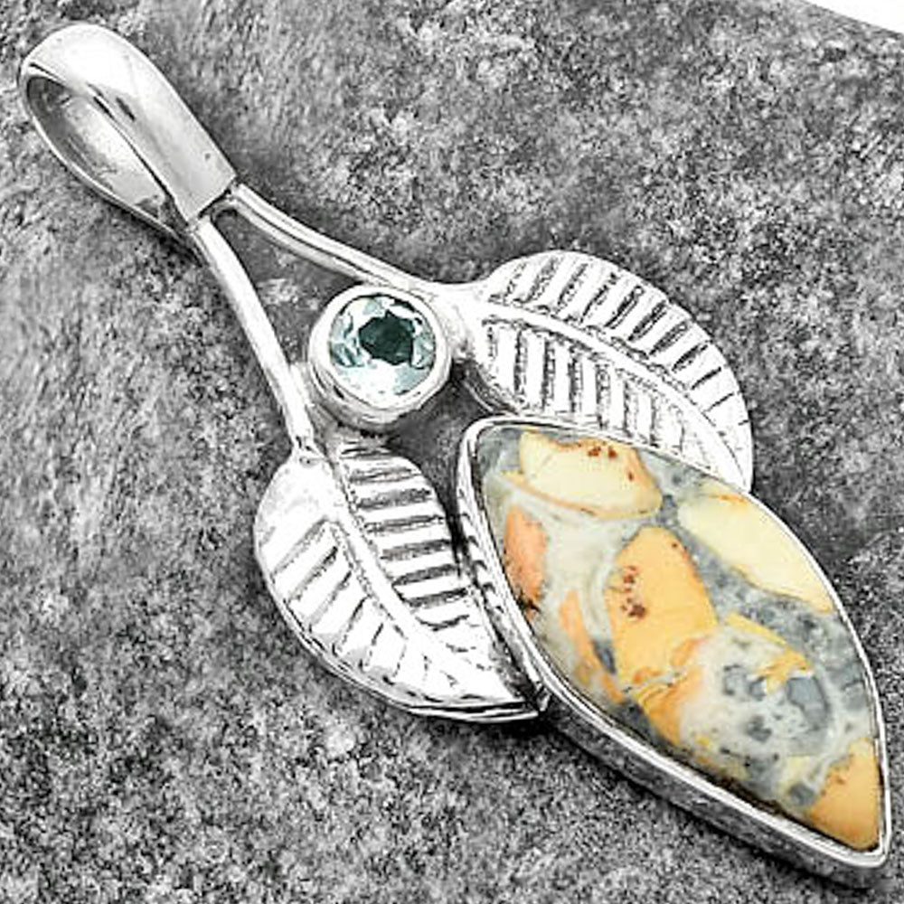 Maligano Jasper & Sky Blue Topaz Pendant P-1416 SDP111735