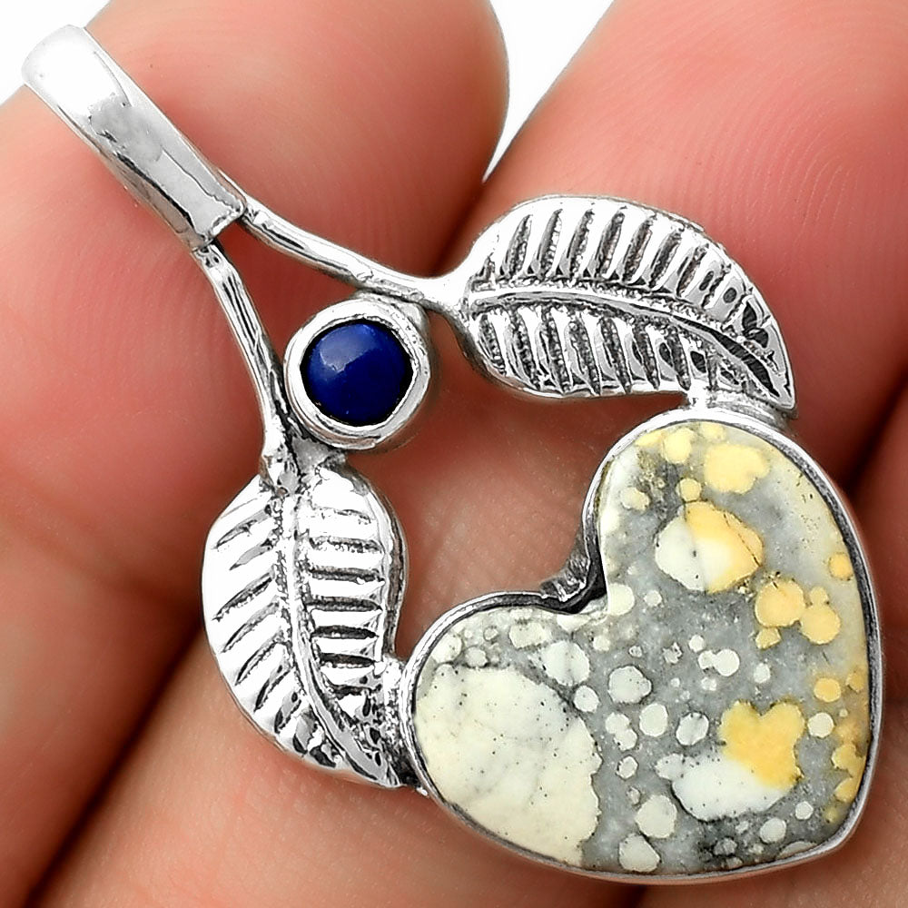 Heart Natural Maligano Jasper & Lapis Pendant P-1416 SDP111736