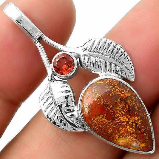 Natural Red Moss Agate & Garnet Pendant P-1416 SDP111737