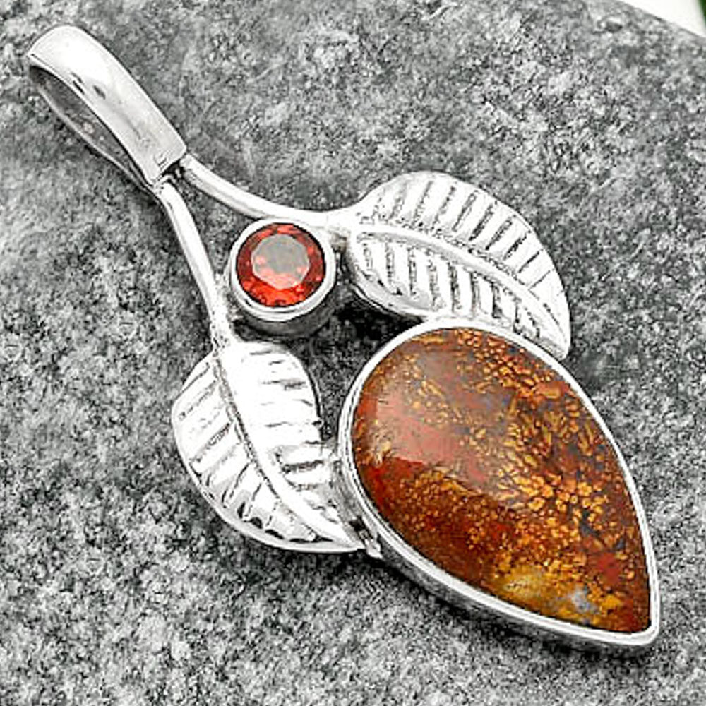 Natural Red Moss Agate & Garnet Pendant P-1416 SDP111737