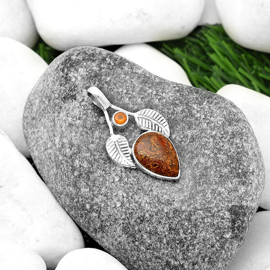 Natural Red Moss Agate & Carnelian Pendant P-1416 SDP111752