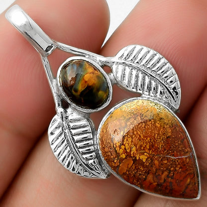 Natural Red Moss Agate & Pietersite Pendant P-1416 SDP111756