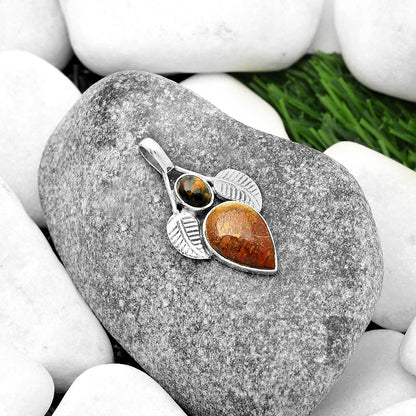 Natural Red Moss Agate & Pietersite Pendant P-1416 SDP111756