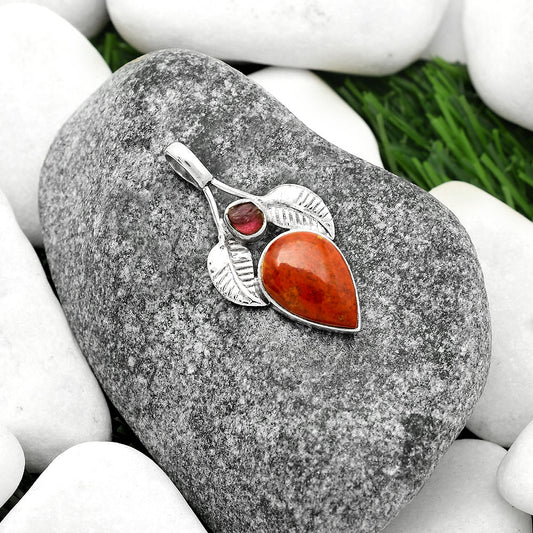Red Moss Agate & Tourmaline Rough Pendant P-1416 SDP111765