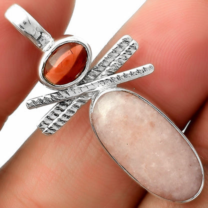 Natural Pink Scolecite & Garnet Pendant P-1268 SDP111778