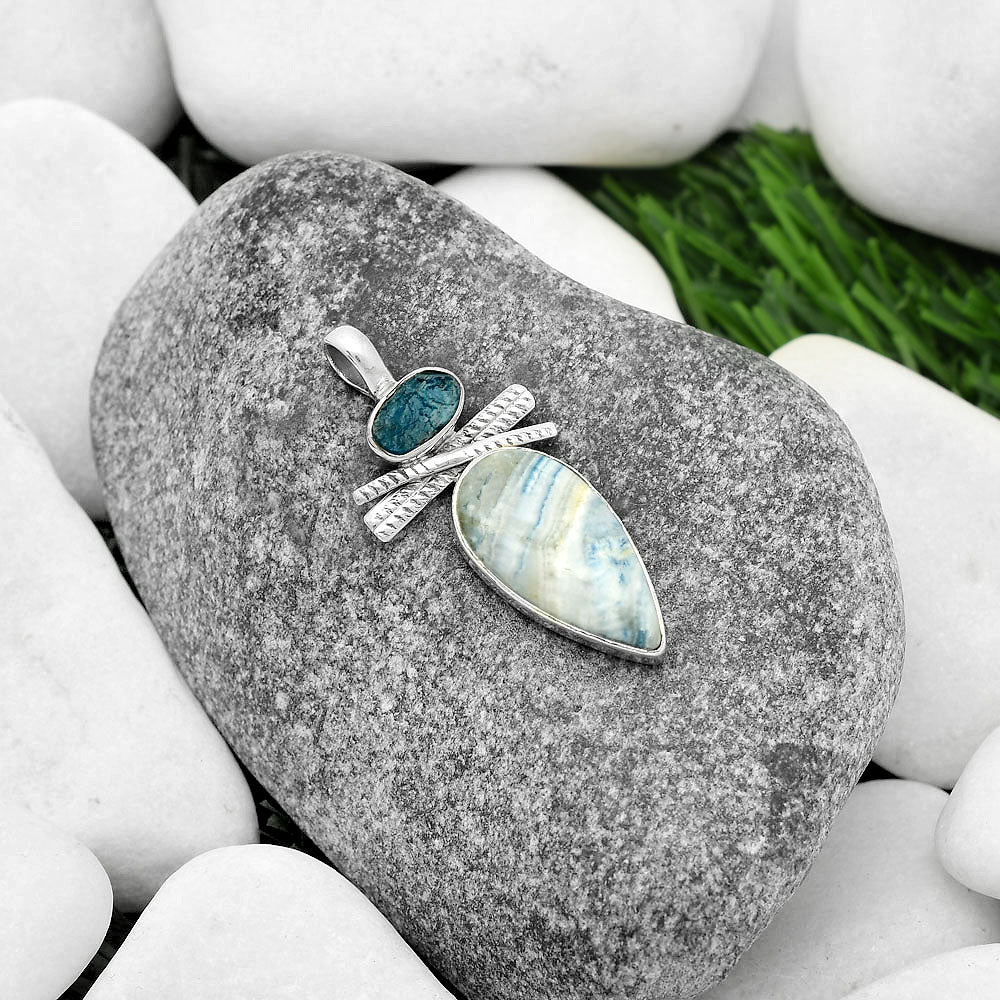 Blue Scheelite & Neon Blue Apatite Pendant P-1268 SDP111781