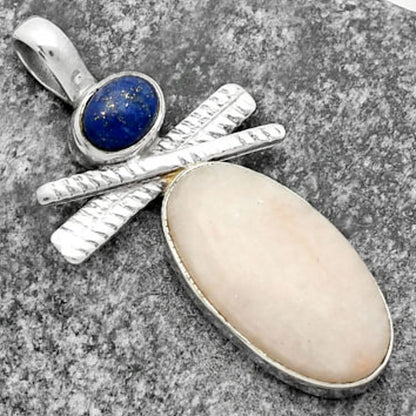 Natural Pink Scolecite & Lapis Pendant P-1268 SDP111786