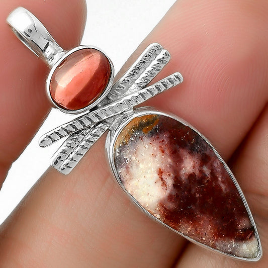 Natural Indian Blanket Jasper & Garnet Pendant P-1268 SDP111794