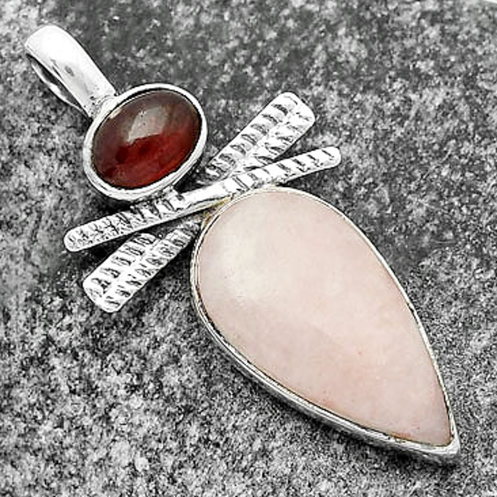 Natural Pink Scolecite & Garnet Pendant P-1268 SDP111797